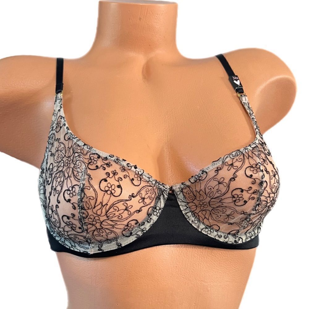 Victoria’s Secret Very Sexy Embroidered Mesh Unlined Demi bra black Buff